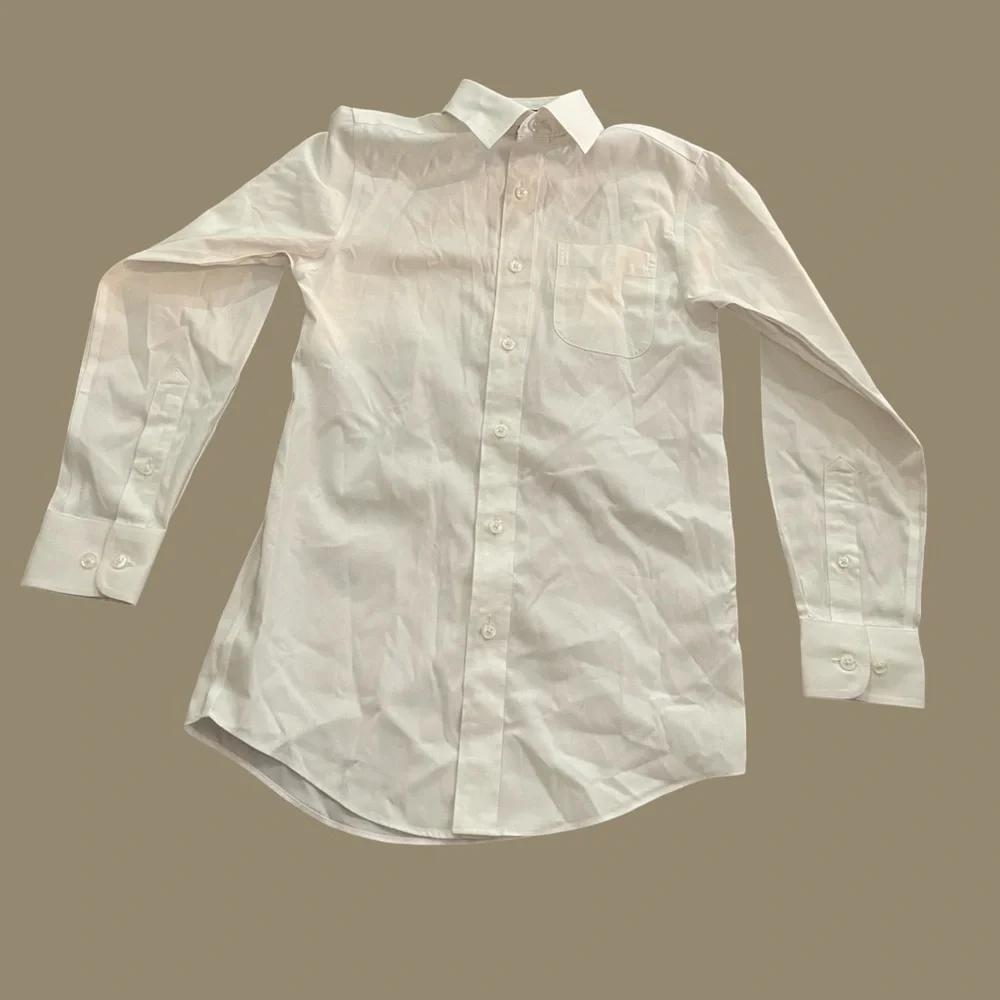 Youth Class Club Gold Label button down shirt white cotton Lycra size 10 pocket - Picture 3 of 10